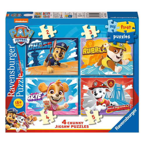 Ravensburger,Puzzle 4 en 1 de Paw Patrol La Patrulla Canina